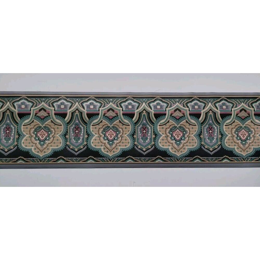 Sanitas Pre-pasted Decorative Border - Gray Silver Pink Teal - 5 yds